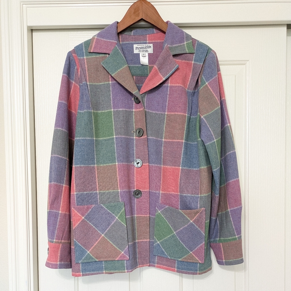 Pendleton 100% Virgin Wool Spring Window Plaid Bl… - image 1